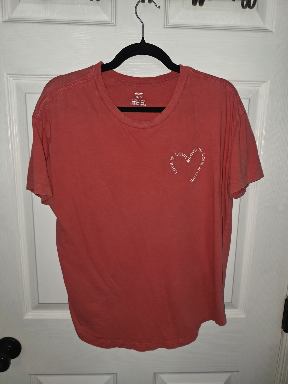 aerie Oversized Coral Short Sleeve Graphic Tee